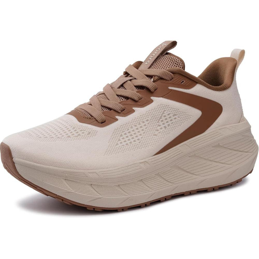 image:imageJoomra Womens Wide Toe Box Walking Shoes Thick Cushioned Sole Running Sneakers 177 in Stack HeightKhaki
