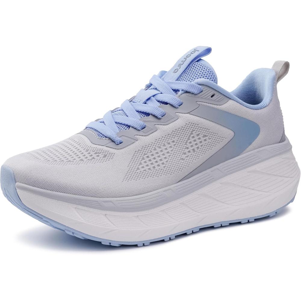 image:imageJoomra Womens Wide Toe Box Walking Shoes Thick Cushioned Sole Running Sneakers 177 in Stack HeightLight Grey