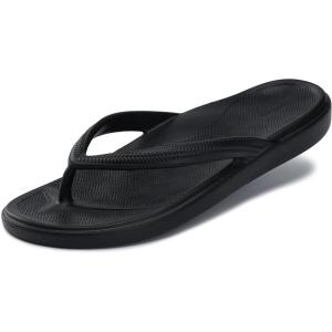 Joomra Women’s Arch Support Flip Flops Orthopedic Plantar Fasciitis Thong Sandals(Black)