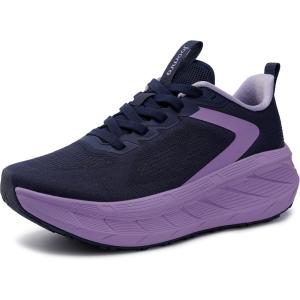 Joomra Women’s Wide Toe Box Walking Shoes | Thick Cushioned Sole Running Sneakers | 1.77 in Stack Height(Blue Purple)